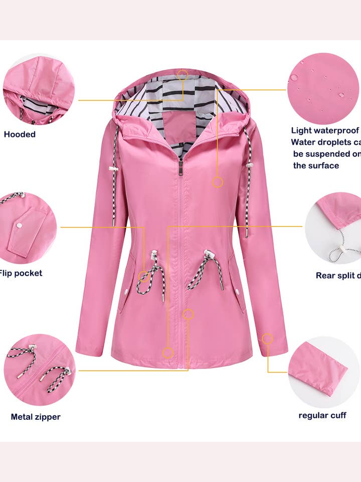 Lily Clothing - Wholesale Trench Coat - Women's - Waterproof hooded striped trench coat3