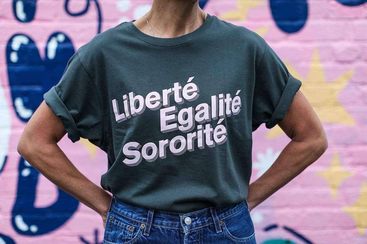 Wholesale Liberté, Egalité, Sororité Charcoal T-Shirt for your