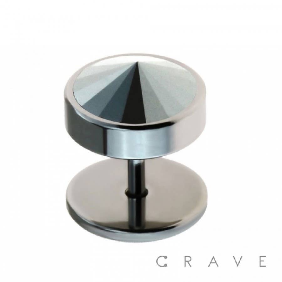 CRAVE - Wholesale Face/Body Chain - 316L SURGICAL STEEL 2GA STEEL FAKE PLUG WITH SWAROVSKI GEM S2