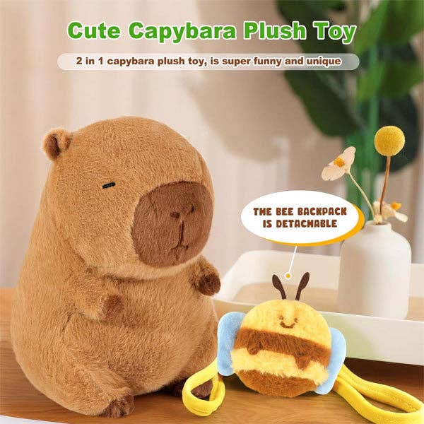 Showcase - Wholesale Stuffed/Plush Toy - Kids & Baby - Capybara 9" Kawaii Bumblebee Backpack Plush Toy2