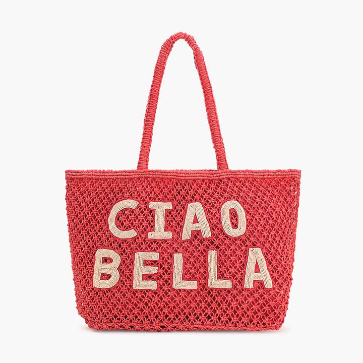 America & Beyond - Wholesale Tote Bag - Women's - Ciao Bella Beaded Macrame Jute Tote0