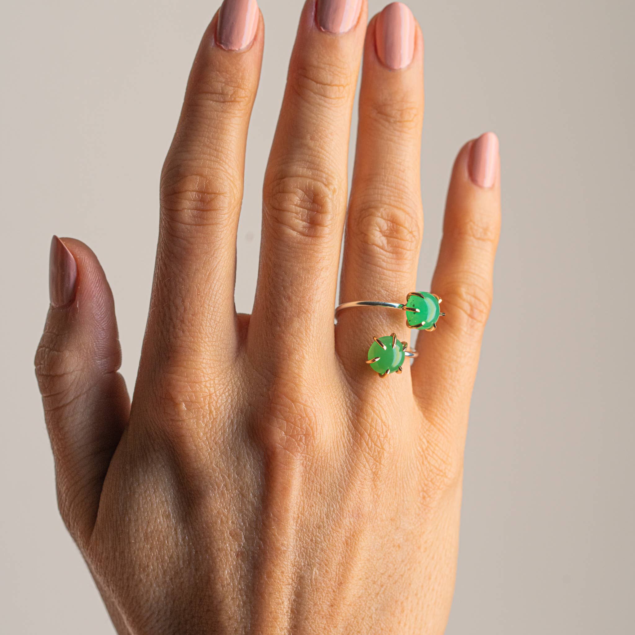 Made Designs - Wholesale Single Stone/Solitaire Ring - 14K Gold Filled Chrysoprase Stone Infinity Ring3