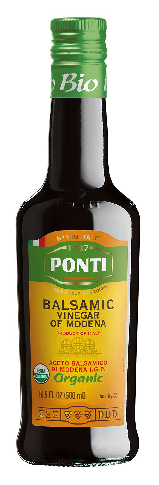 Ponti - Wholesale Vinegar - Balsamic Vinegar of Modena IGP Organic 16.9 Fl Oz0