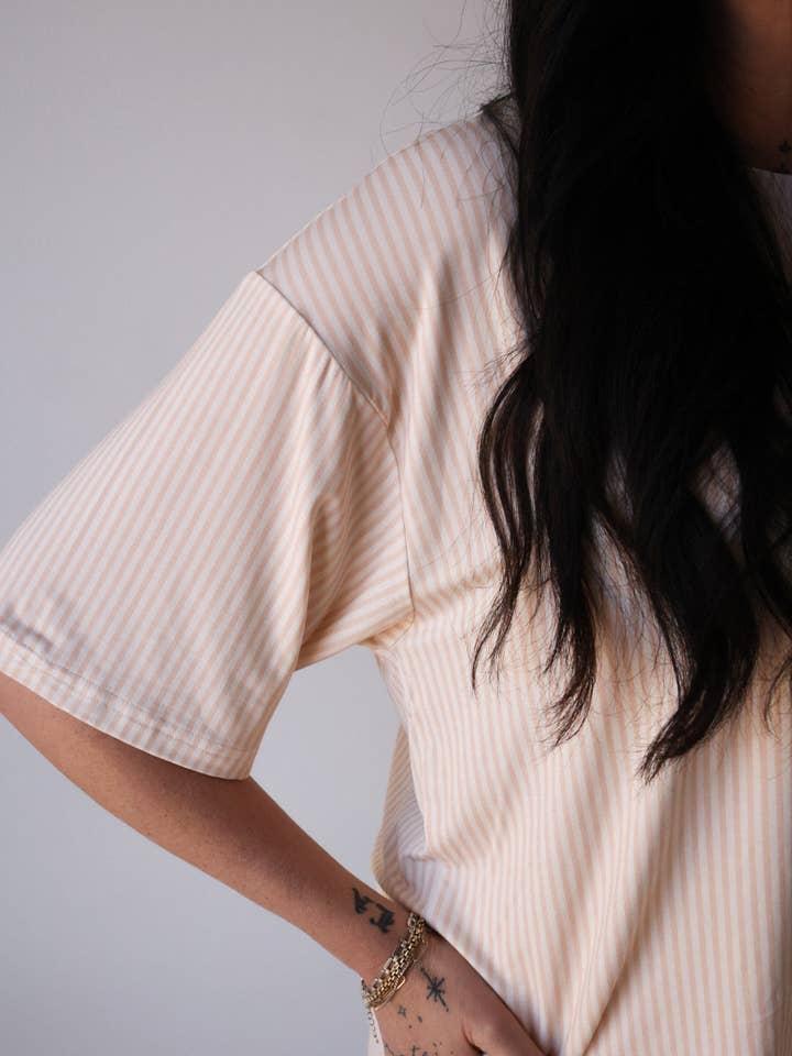 Forever French Baby - Wholesale Lounge Set - Women's - Women's Boxy Tee Lounge Set | Sadie Stripe3