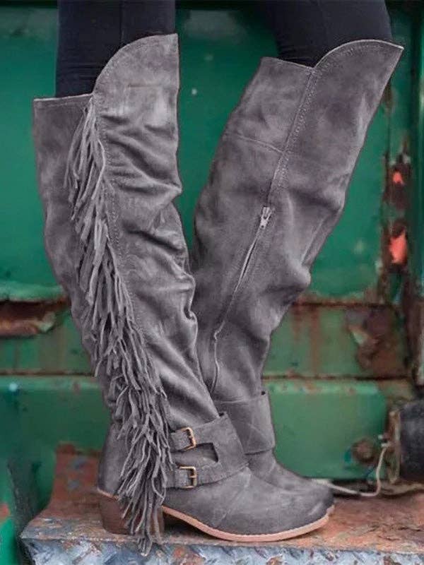 kycozy – wholesale Boots – Women’s – Solid Tasseled Over-The-Knee Boots1