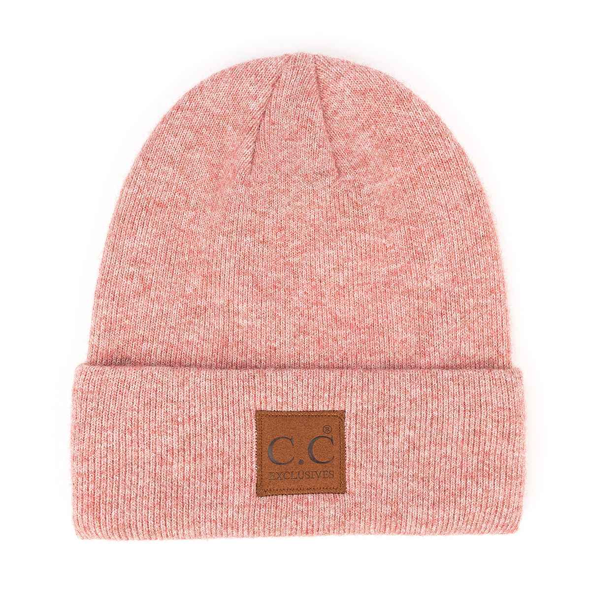 MiMi Wholesale - Wholesale Beanie - Women's - HTM9021 Unisex Soft Ribbed Leather Patch Beanie0