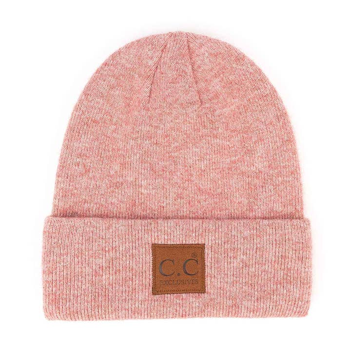 MiMi Wholesale - Wholesale Beanie - Women's - HTM9021 Unisex Soft Ribbed Leather Patch Beanie