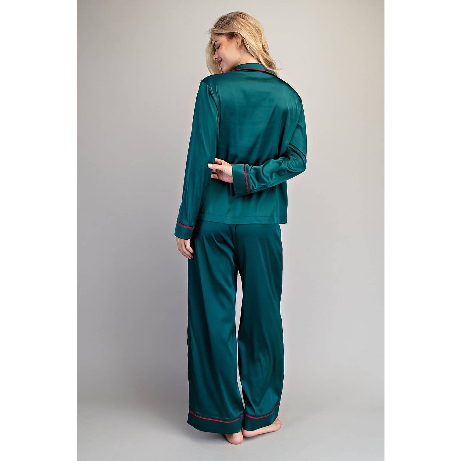 STYLE USA - Vente Haut et bas de pyjama – femme - Ensemble de détente en satin14