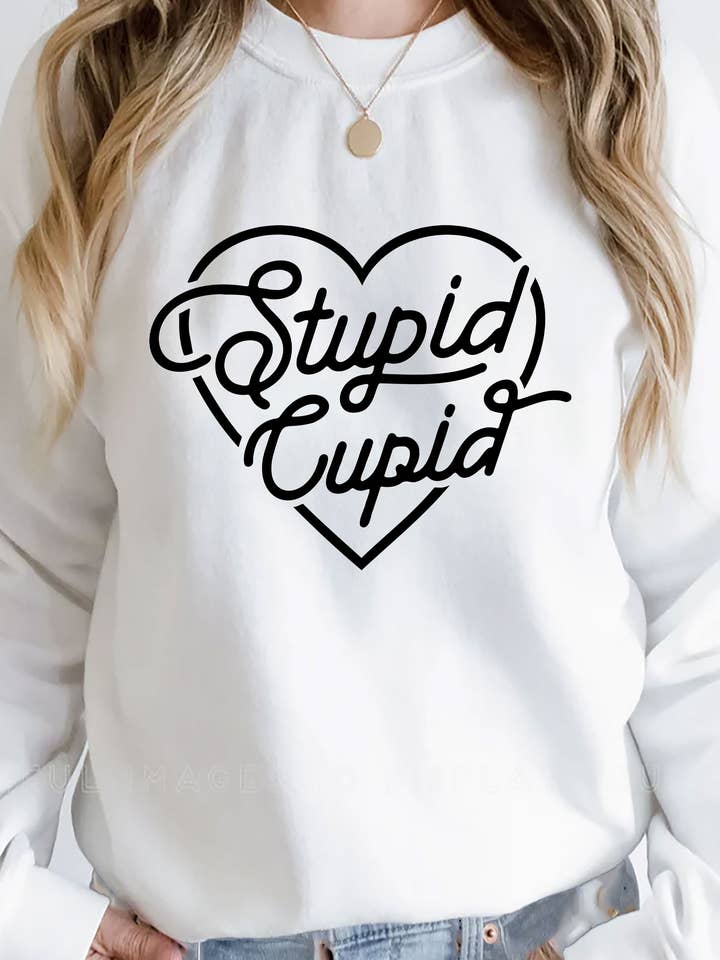 Stupid Cupid, Valentine, Unisex Crewneck Fleece Sweatshirts for wholesale by Top Avenue