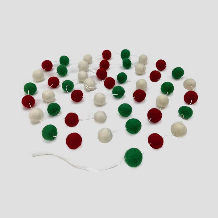 Felt Ball Pom Pom Garland, 9 Feet, Home Décor, for wholesale by Feltiful