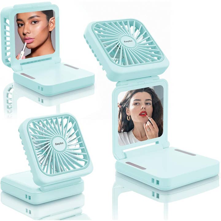 Tech Trendz - Wholesale Handheld electric fan - 3-in-1 Portable Fan, Mirror & Phone Stand