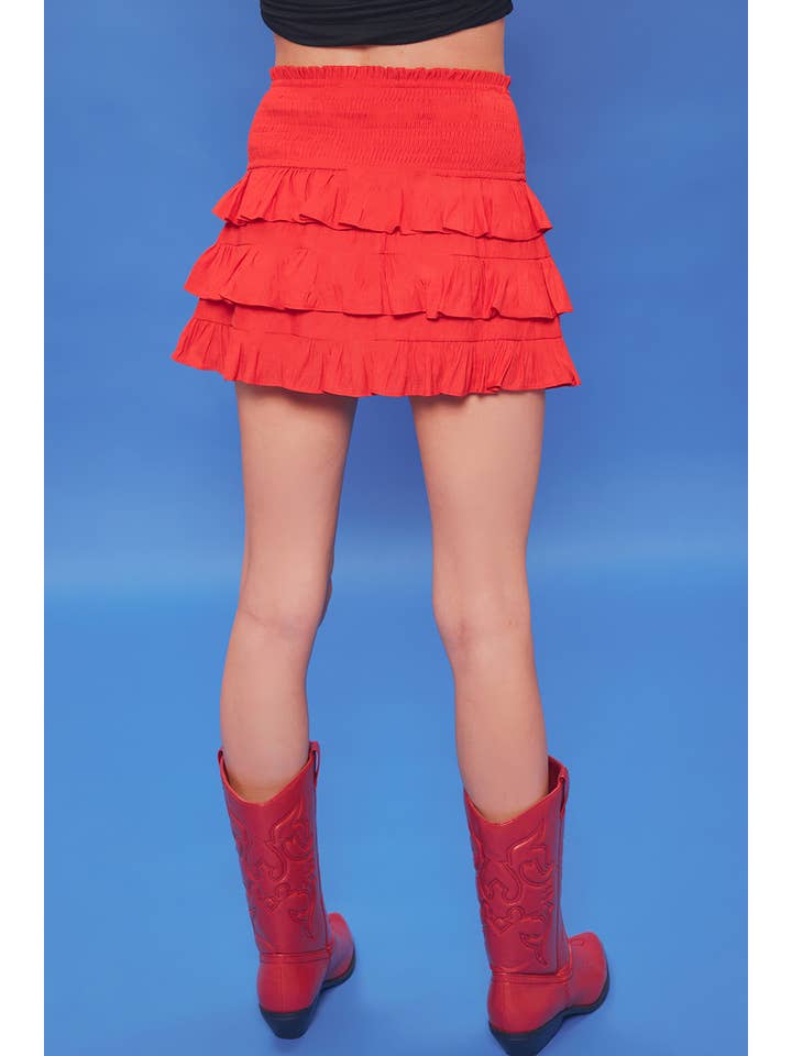 idem ditto - Wholesale Skort - Women's - SMOCKED SKORT WITH RUFFLED LAYERS2