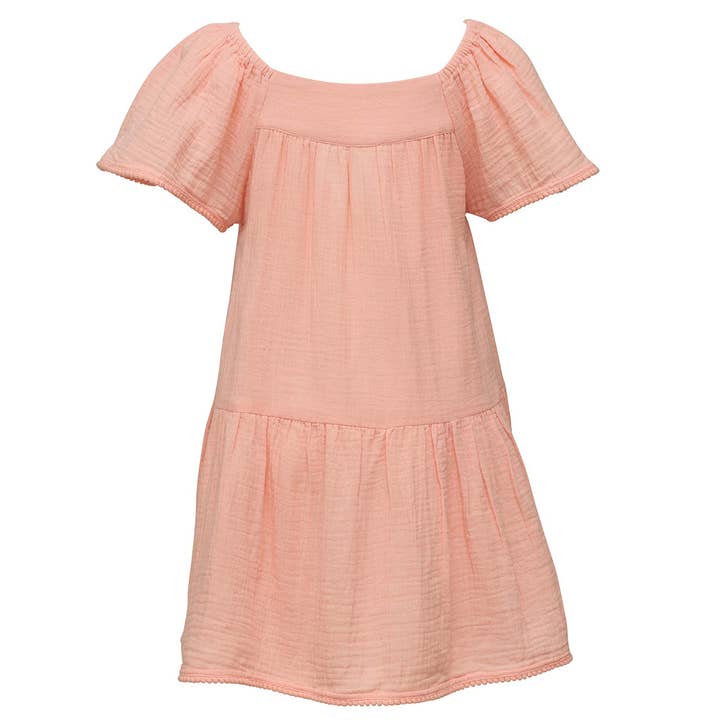 Peach Flutter Sleeve Beach Dress for wholesale by Snapper Rock Swimwear UPF50+