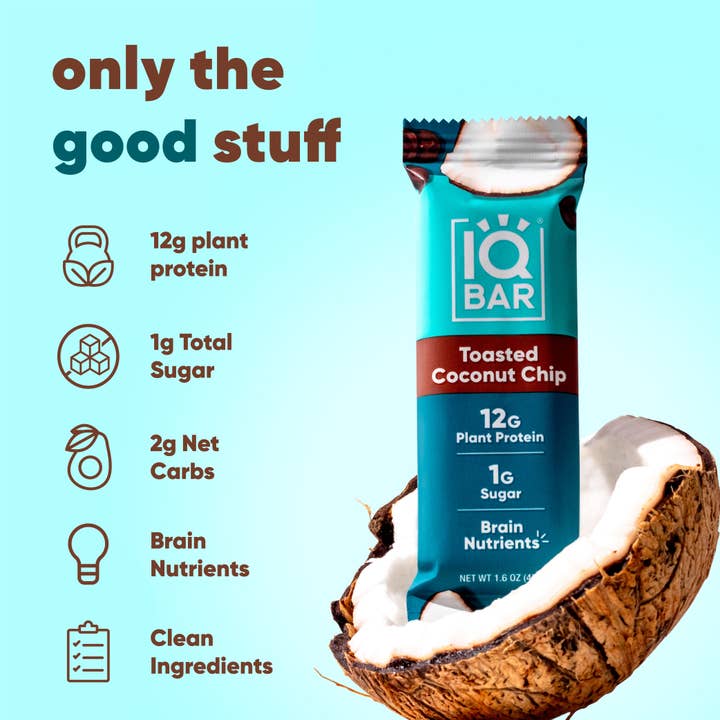 IQBAR - Wholesale Snack bar - Toasted Coconut Chip | Brain + Body Keto Protein Bars2