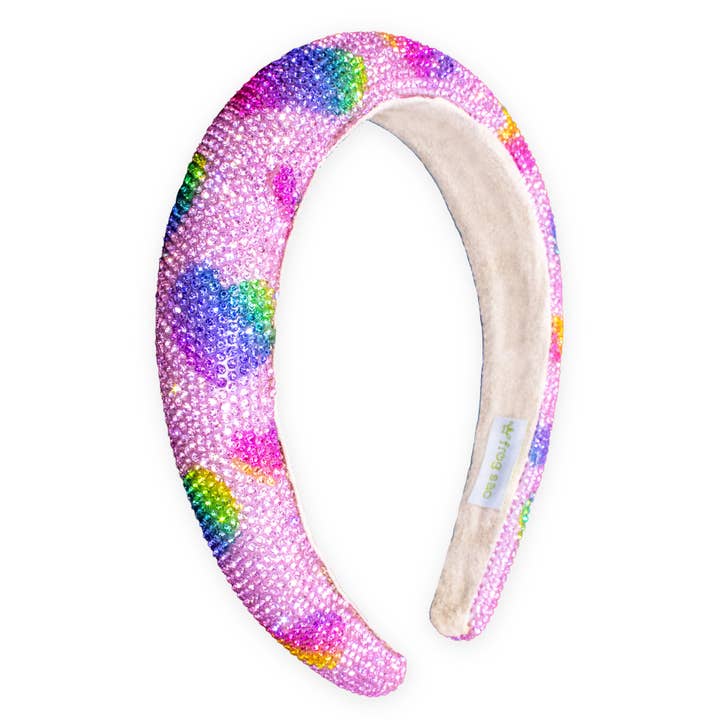 Frog Sac - Wholesale Fashion Headband - Kids - Kids Heart Headband - Padded Rhinestone Hair Band for Girls