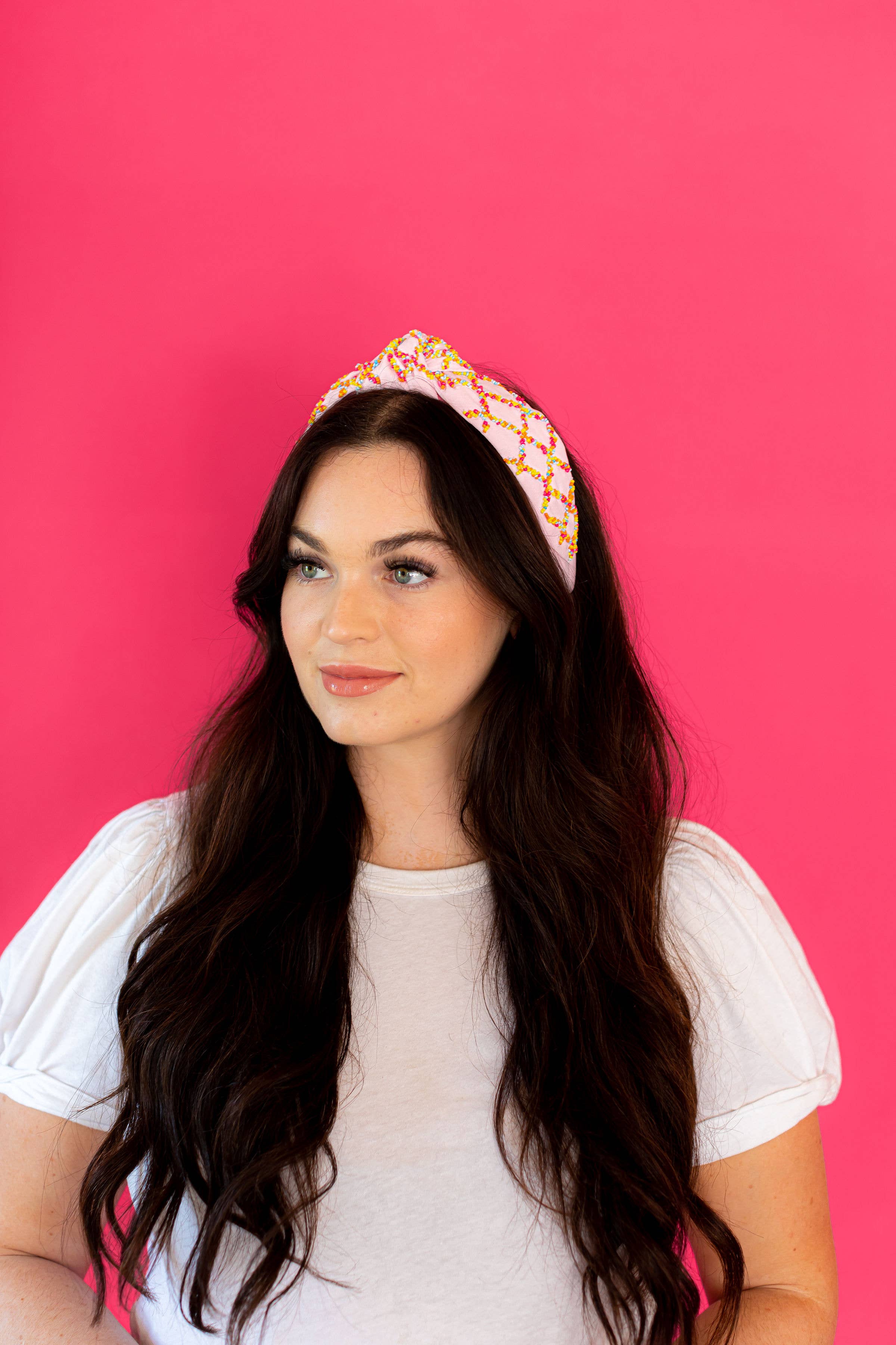 Golden Lily - Wholesale Fashion Headband - Women's - Seed Bead Knot Headband - Pink2