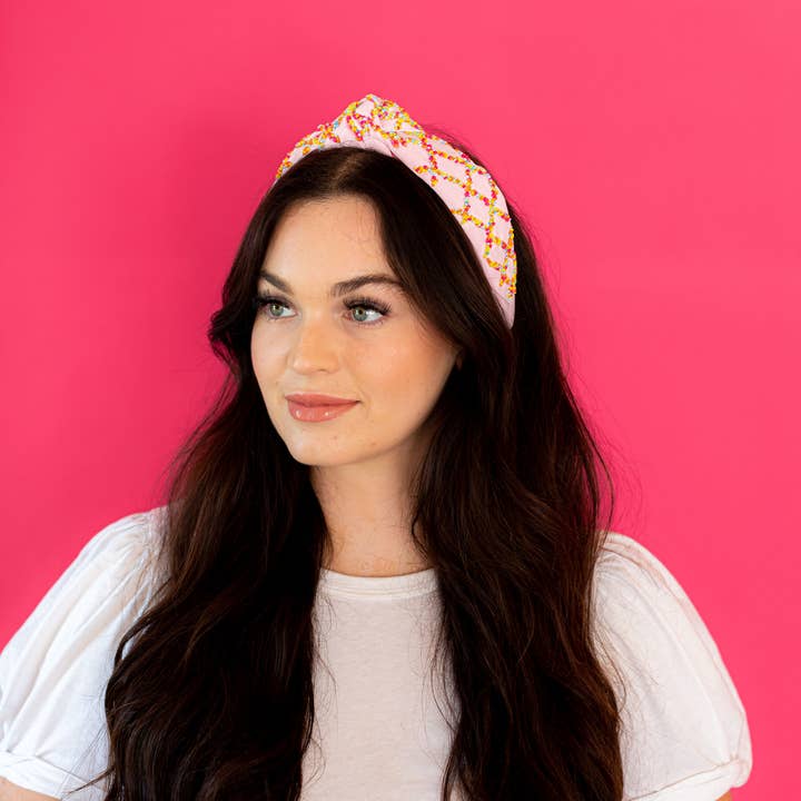 Golden Lily - Wholesale Fashion Headband - Women's - Seed Bead Knot Headband - Pink2