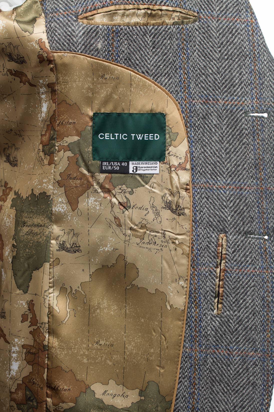 Grey Hunting Tweed Jacket with Moleskin Trim for wholesale on Faire6