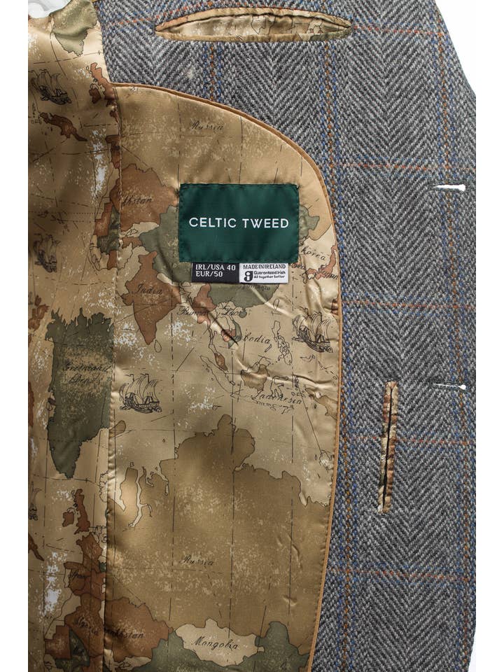 Grey Hunting Tweed Jacket with Moleskin Trim for wholesale on Faire6