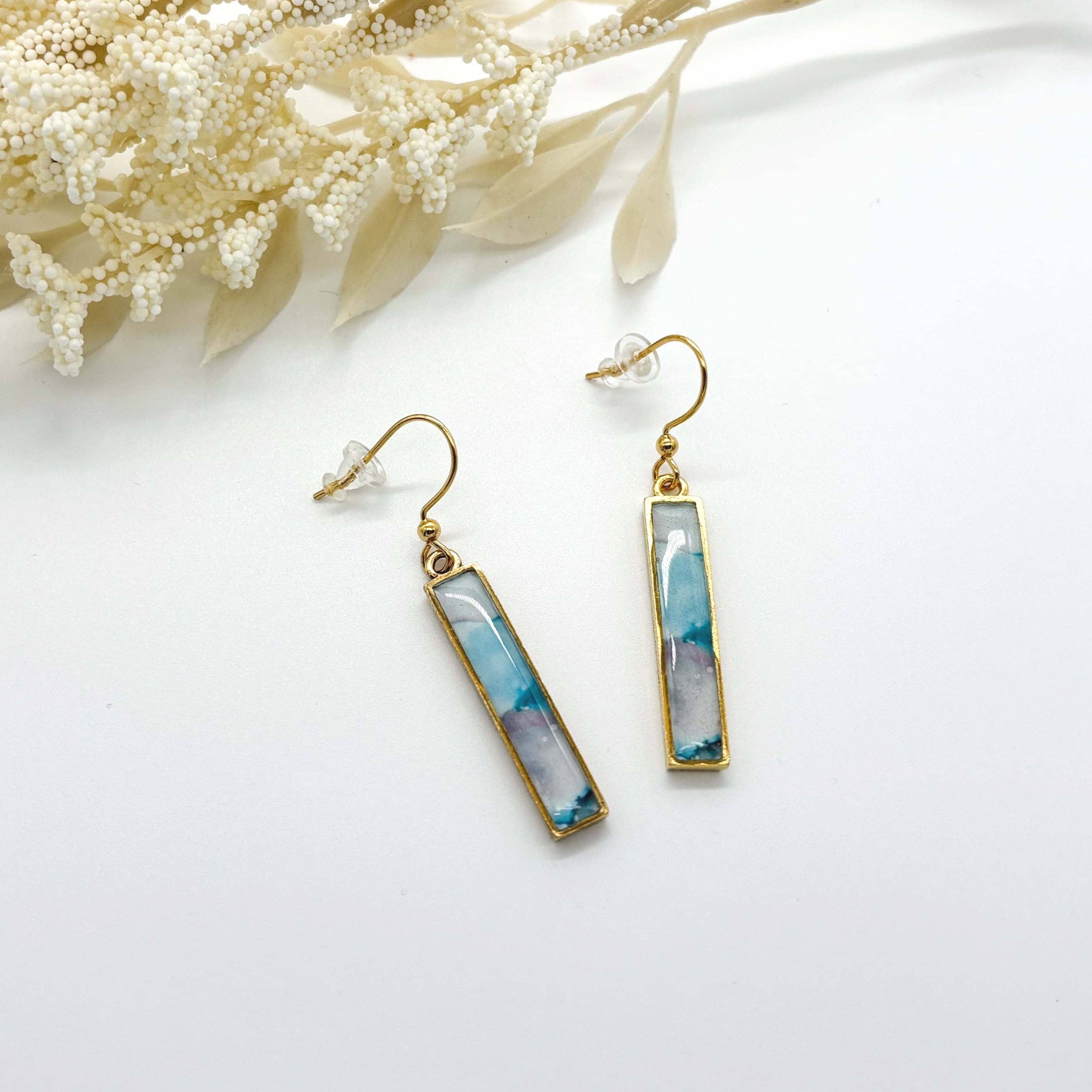 Jenica Jewelry - Wholesale Dangle Earrings - Teal Watercolor Bar Earrings - Multiple Options1