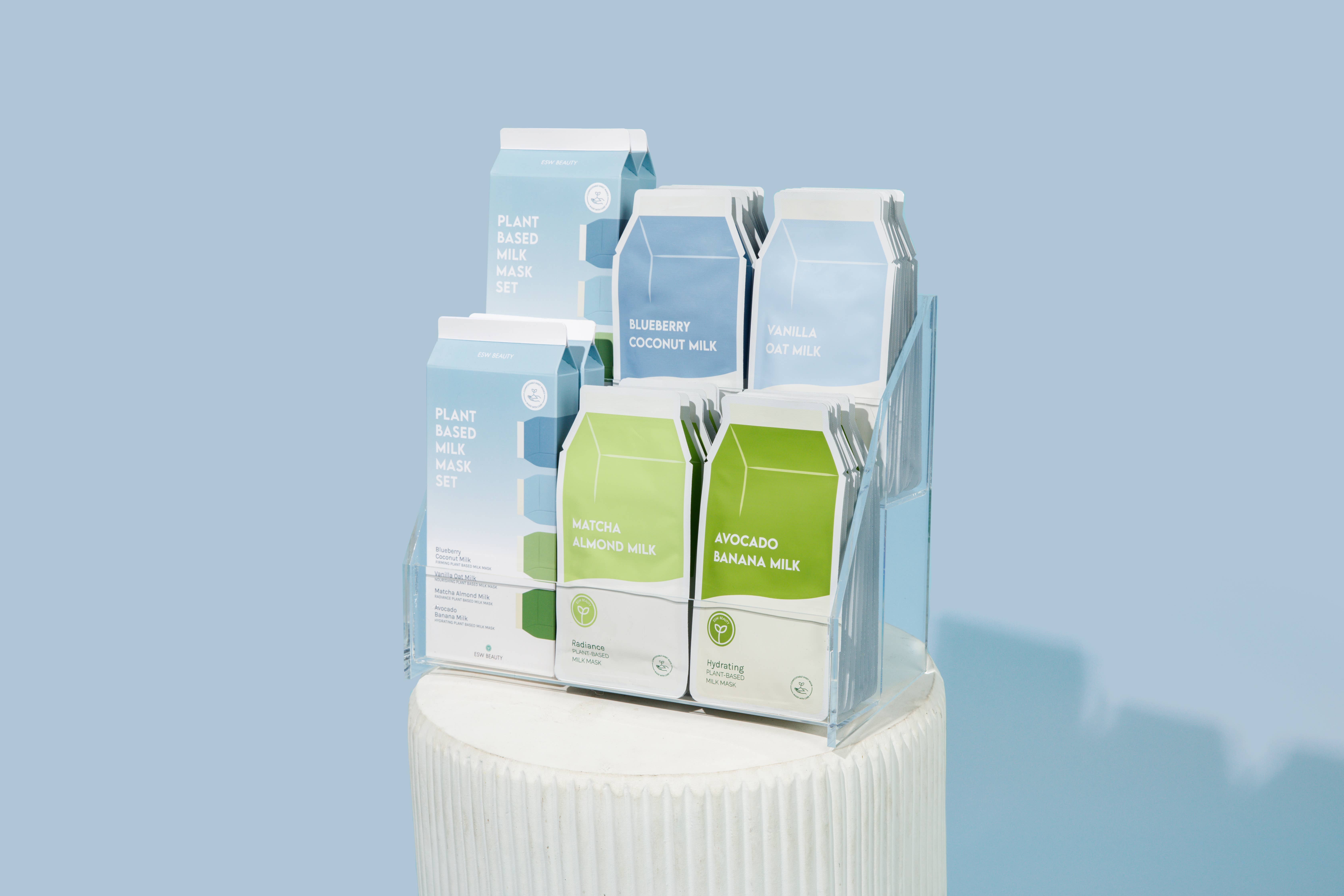 ESW Beauty - Wholesale Retailer Display - Beauty & Wellness - 2 Tier Clear Acrylic Sheet Mask Display (Fixture Only)