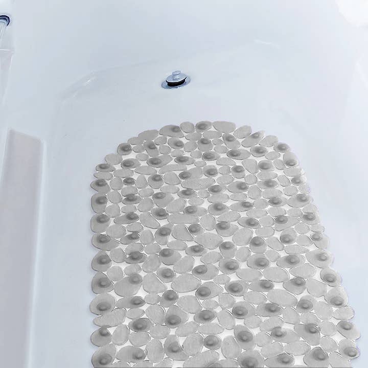 home mart goods - Wholesale Bath Mat Set - Grey Stone Pebbles Vinyl Non-Slip Bathtub Shower Mat