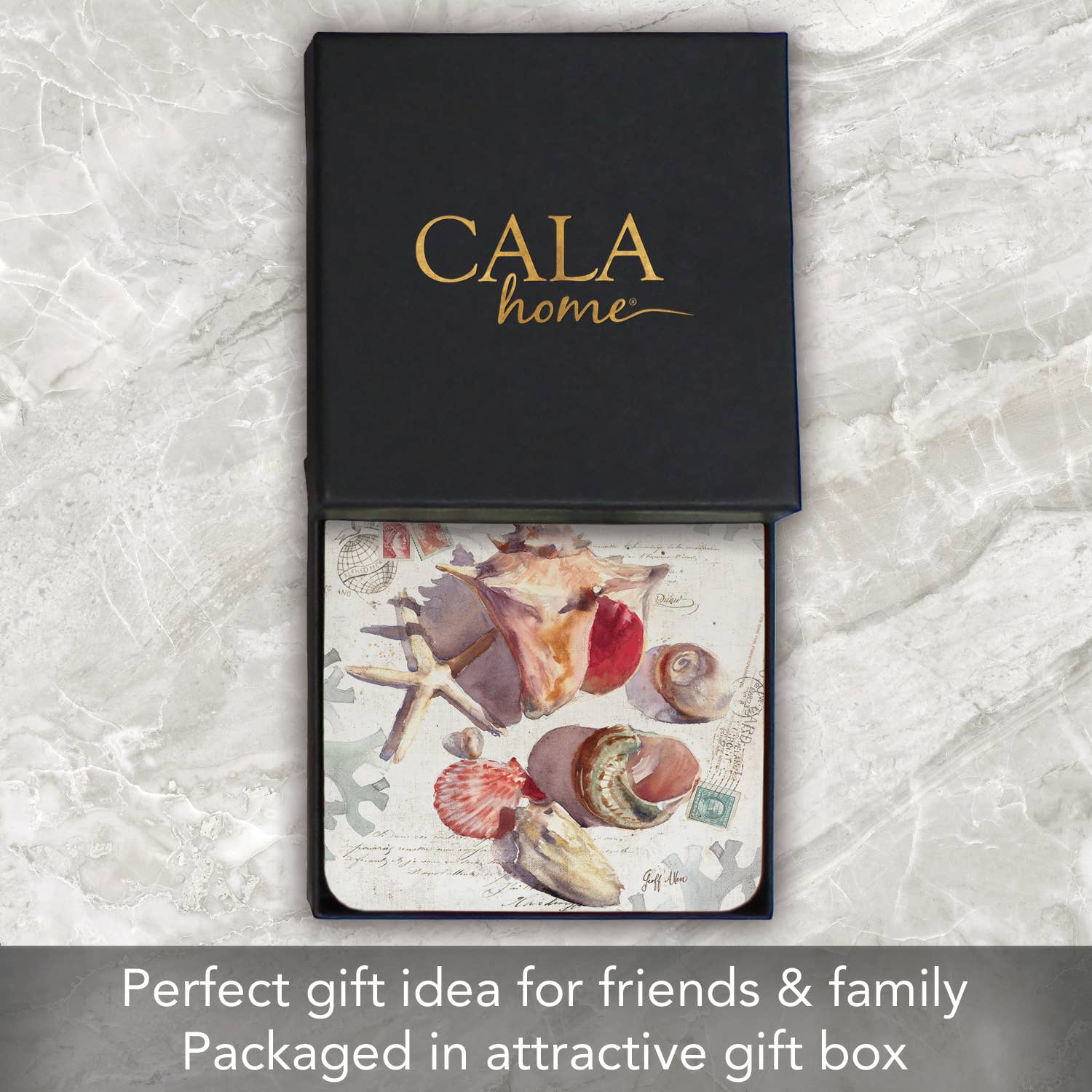 Conimar Promotions - Wholesale Coasters - Cala Home Sundrenched Shells Boxed Hardboard Coaster 4pk  5