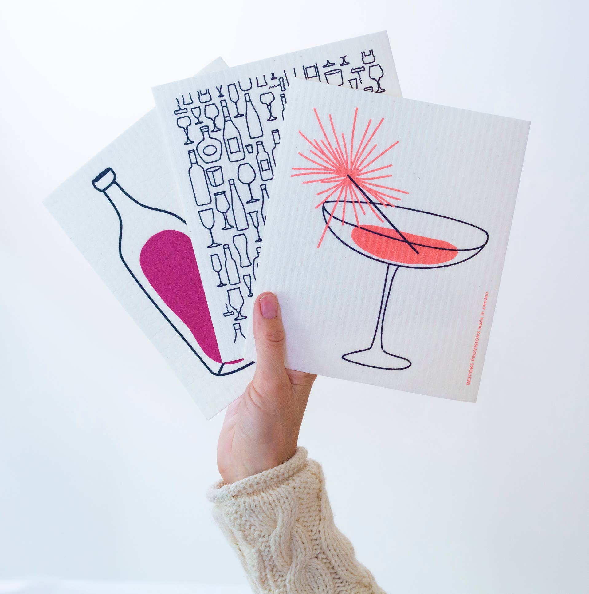 Bespoke Provisions – toalha de cozinha por atacado – Pano de Cozinha Sueco com Cocktail e Vela de Faísca - Reutilizável6