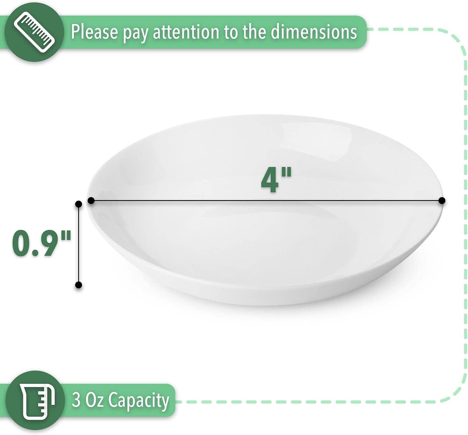 Brew To A Tea – Engroshandel Skål til krydderier/dip – BTaT Keramiske Dipskåle Sæt med 12, 3 Oz Hvide Skåle2