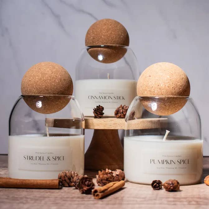 Pink Spruce - Wholesale Jar/Filled Candle - Fall Candle with Corktop lid available in multiple scentsÂ