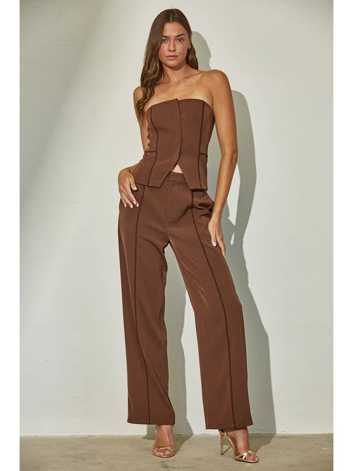 Edit by Nine - Wholesale Pants - Women's - High Waisted Piping Seams Front Dress Pants3