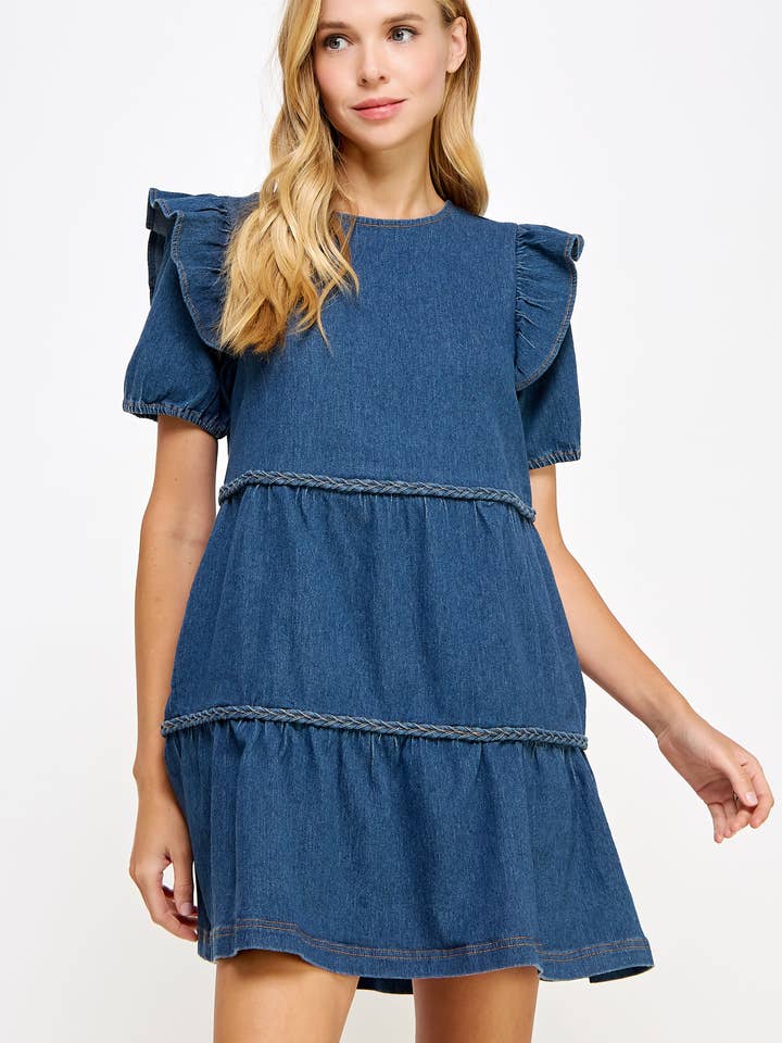 Gestreiftes Minikleid mit Zopfverzierung für den Großhandel von Strut & Bolt