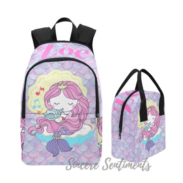 Ensemble sac à dos et sac repas musical sirène pour la vente par Sincere Sentiments LLC