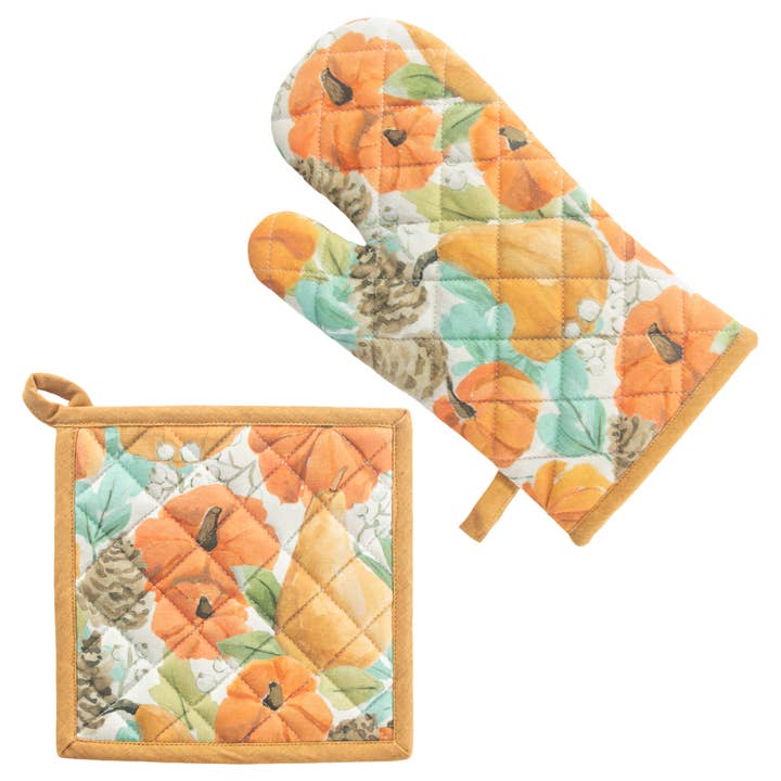 Harvest Cotton Oven Mitt & Pot Holder Fall for wholesale by Boston International