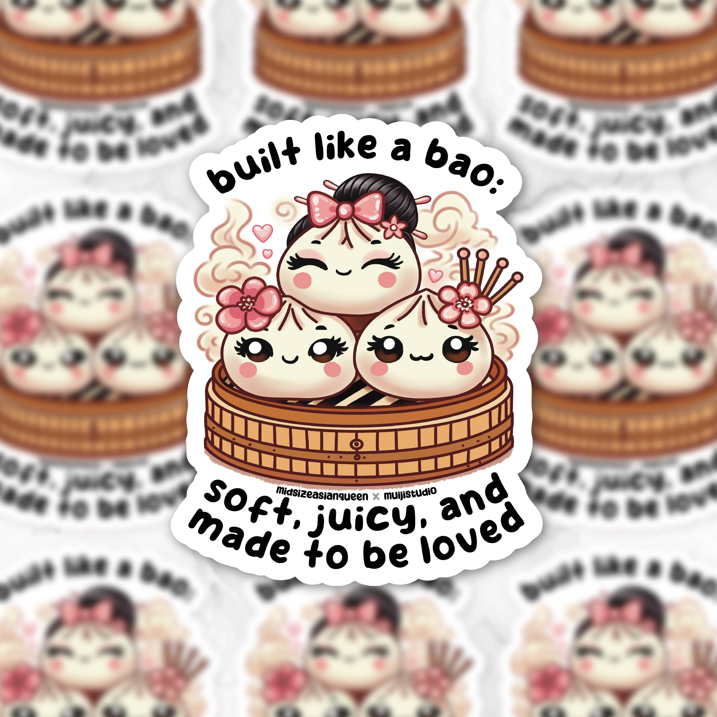 Muijistudio - Vente Autocollant - Autocollant en vinyle "Built Like a Bao", autocollant d'amour-propre