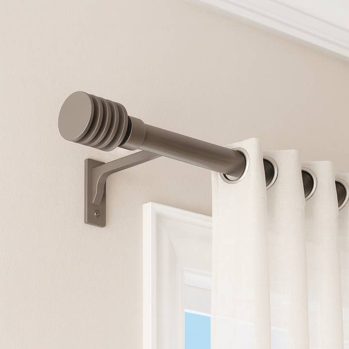 Single Curtain Rod 50"-82" - Disc Finials for wholesale by Evideco French Home Goods