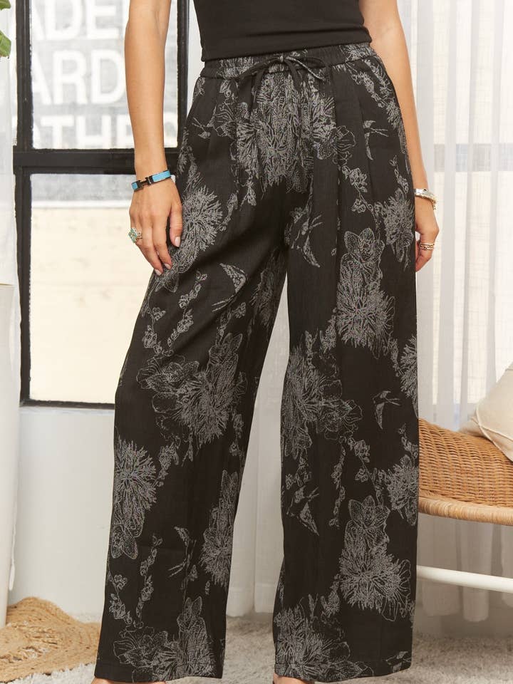 ABSTRACT WIDE LEG PANTS- LEP4090 for wholesale by Madelyn