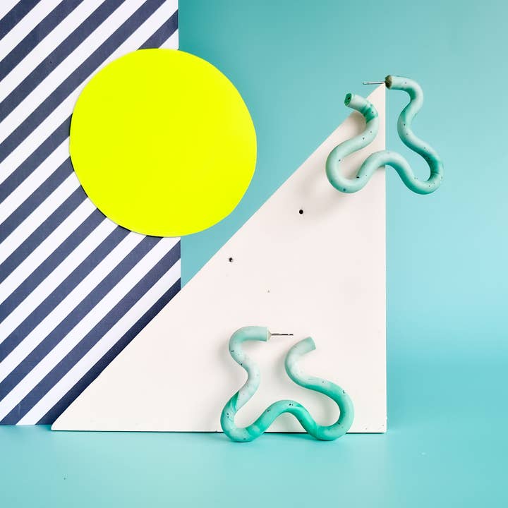 Mono - Wholesale Dangle Earrings - neon yellow and mint handmade polymer clay earrings8