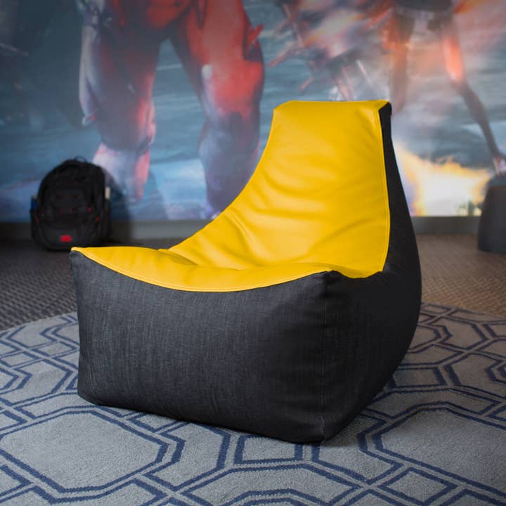 LuvU - Wholesale Chair - Jaxx Pixel Gamer Bean Bag Chair, Premium Vinyl / Dark Denim9