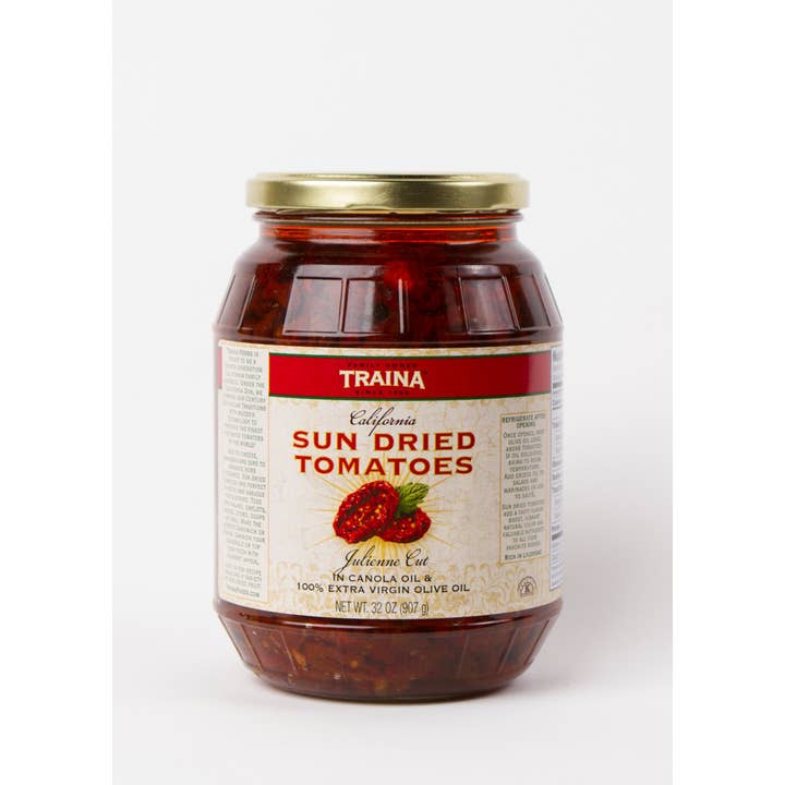 Traina Home Grown – wholesale Dried/dehydrated vegetables – 6 pack of Sun Dried Tomatoes Julienne Cut in Oil 32 oz.