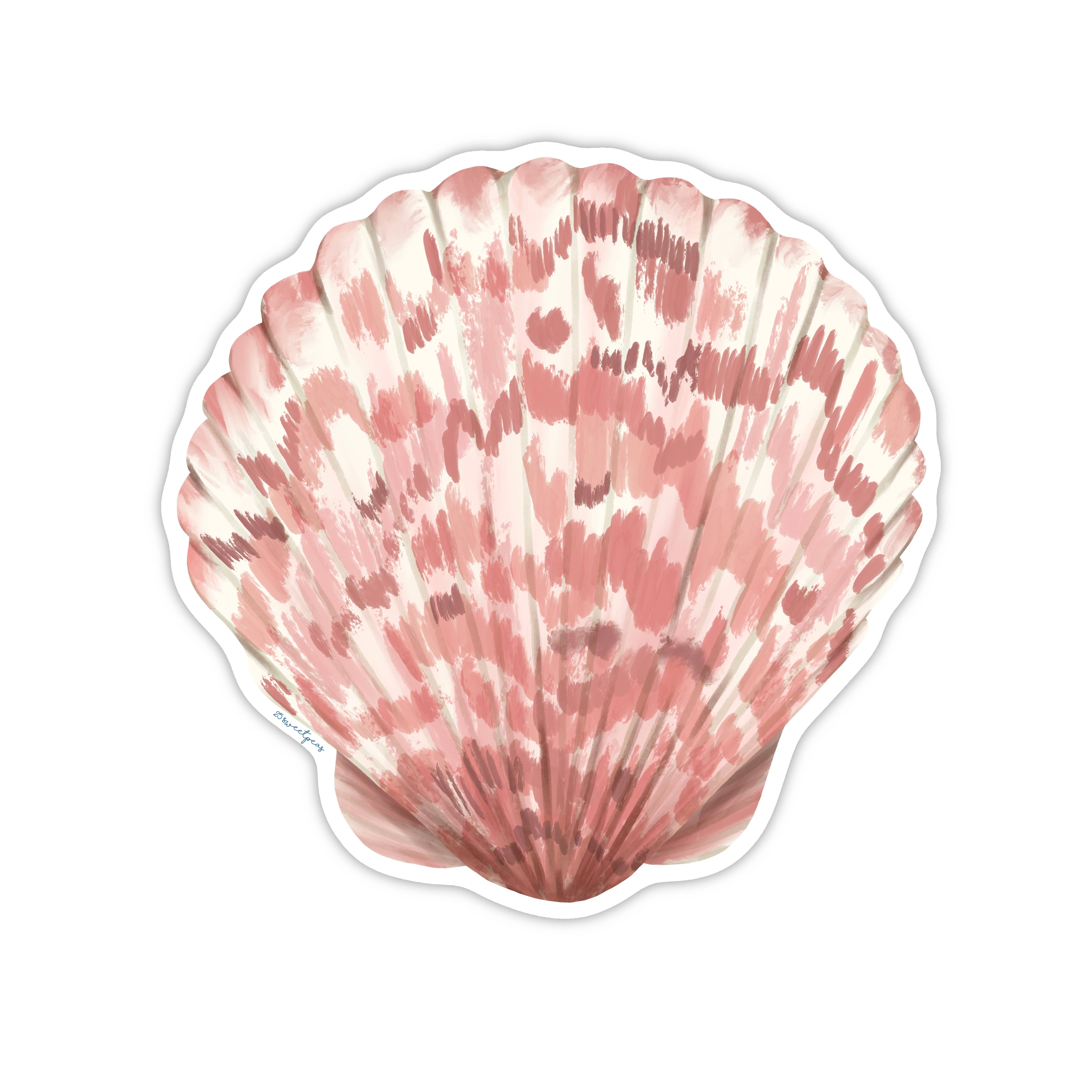 25 Sweetpeas - Wholesale Sticker - Calico Shell Sticker, Beach Sticker, Calico Scallop1