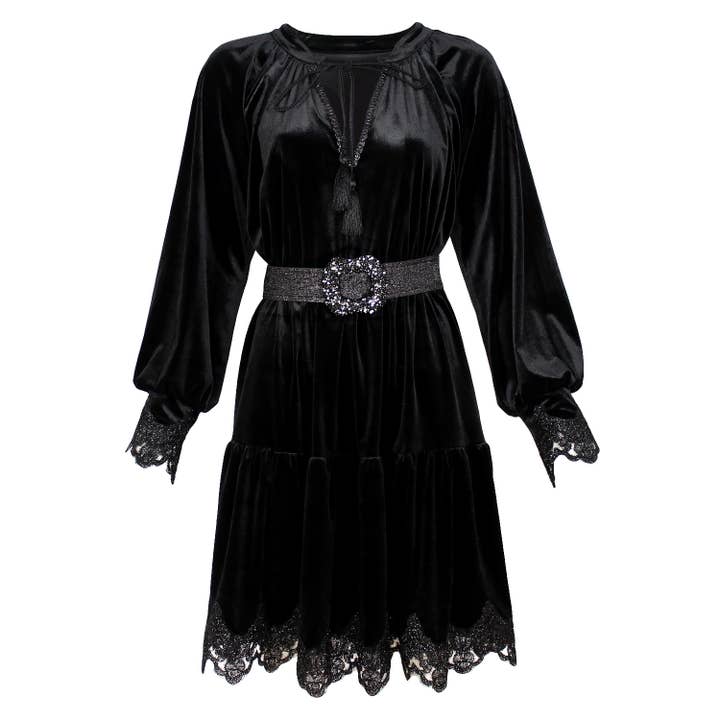 Mini-robe en velours noir pour la vente par Lalipop Design