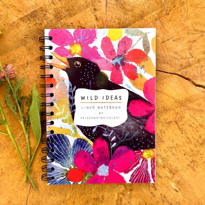 Wild Ideas -A5 Handmade Notebook / Illustrated Journal for wholesale by Erika's Whimsical Art
