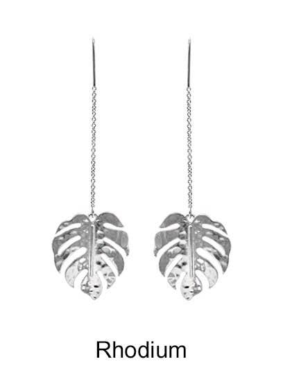 TheTizana - Wholesale Dangle Earrings - Monstera Earrings Tropical Plant Leaf - Long Drop1