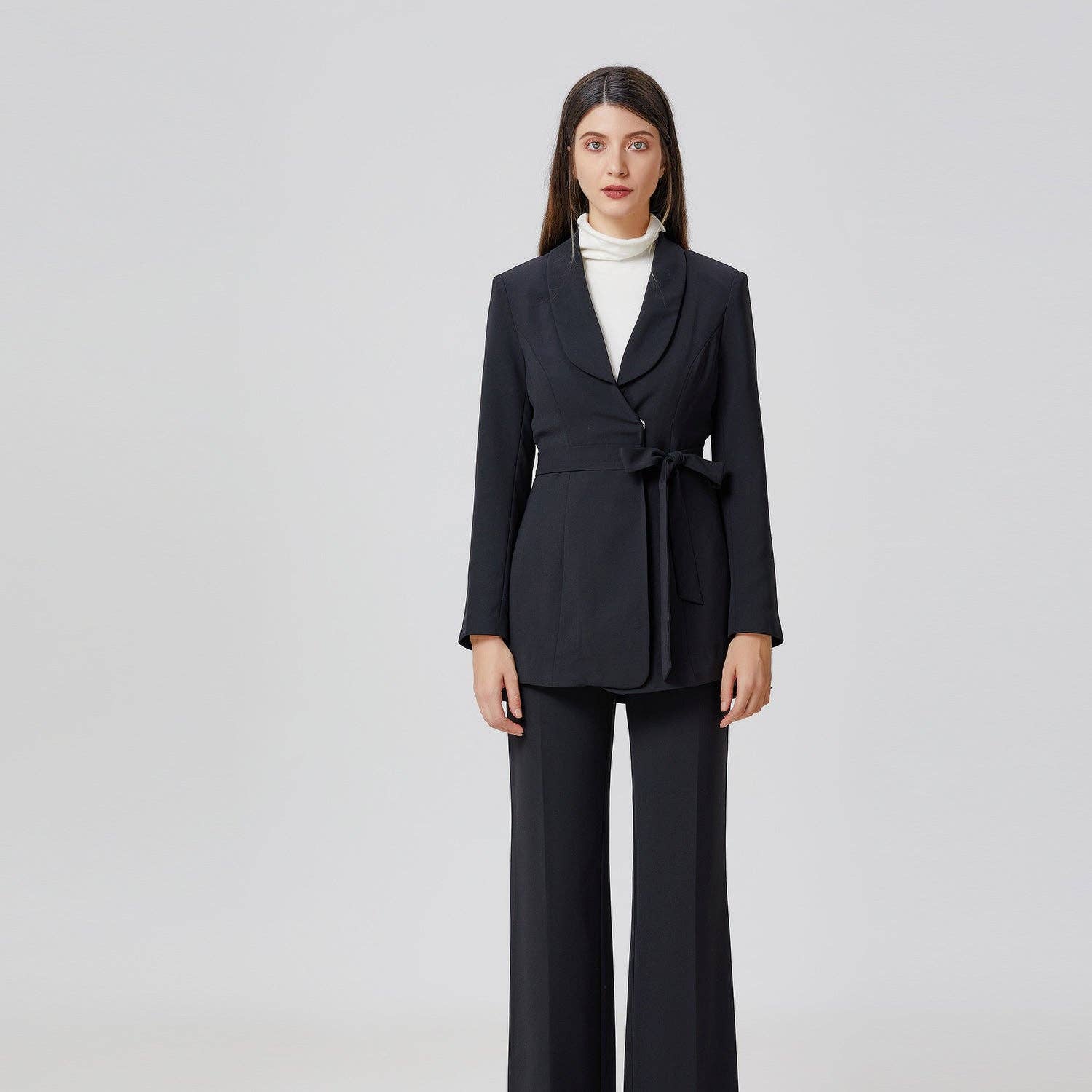 Smart and Joy - Wholesale Blazer - Women's - Long blazer tied at the waist11