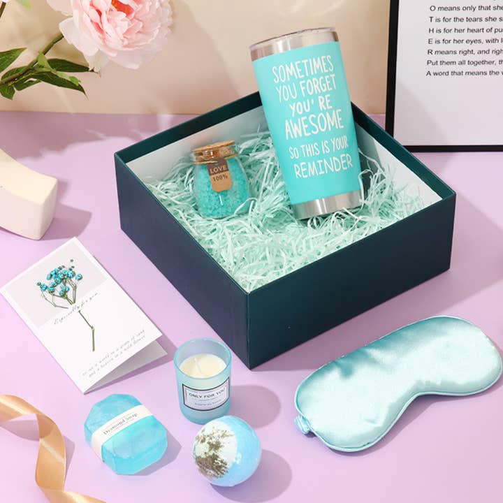 Jane & Bloom - Wholesale Bath & Body Set - Spa Gift Set Breathe & Bloom – 6Pc Spa Gift Box in Turquoise2