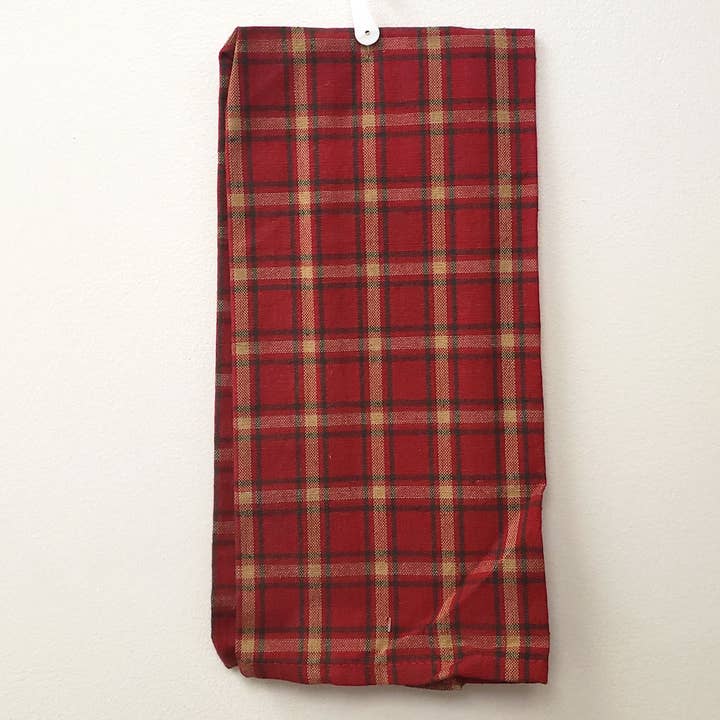 A.T. Imports - Wholesale Tea Towel - Red Kitchen Towel w/ Green and Tan Lines