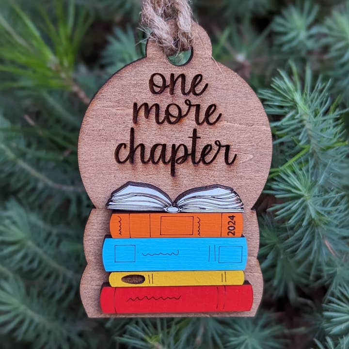 One More Chapter Books Christmas Ornament for wholesale by The Little Ornament Shop