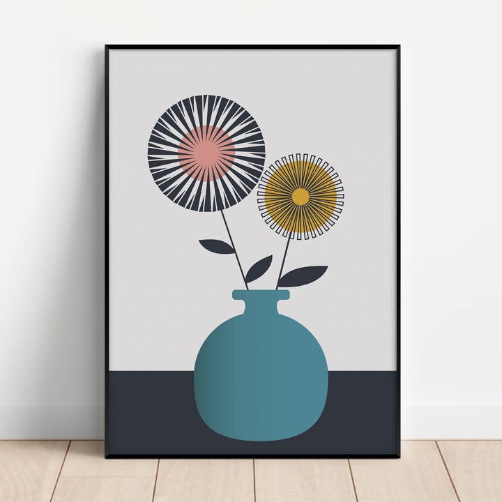 Teal Vase Unframed Print for wholesale by Gail Myerscough