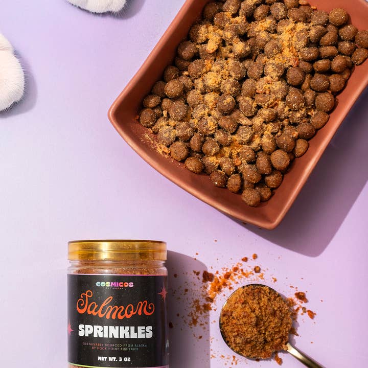 Sockeye Salmon Sprinkles – Wild-Caught Alaskan Topper for Cats & Dogs for wholesale by Cosmicos Pet Bakery